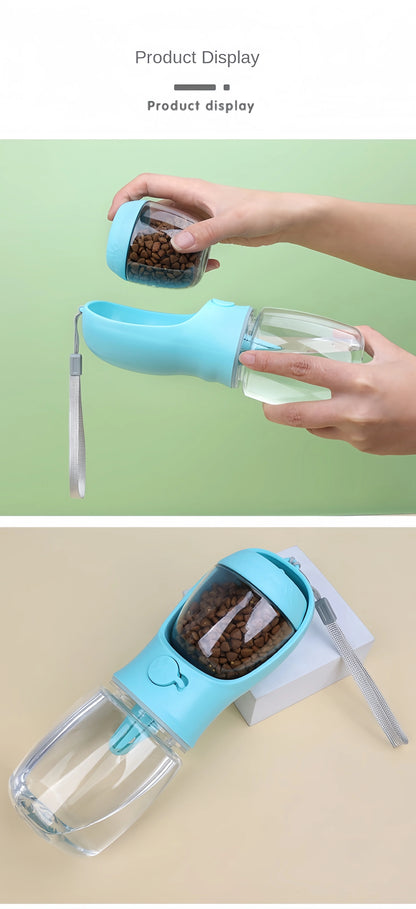 Portable Pet Water Bottle With Storage Food